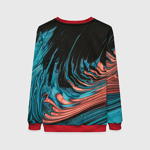 Женский свитшот Эффект красно-голубых красок / 3D-Красный – фото 2