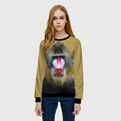 Свитшот женский Мандрил обезьяна, цвет: 3D-черный — фото 2