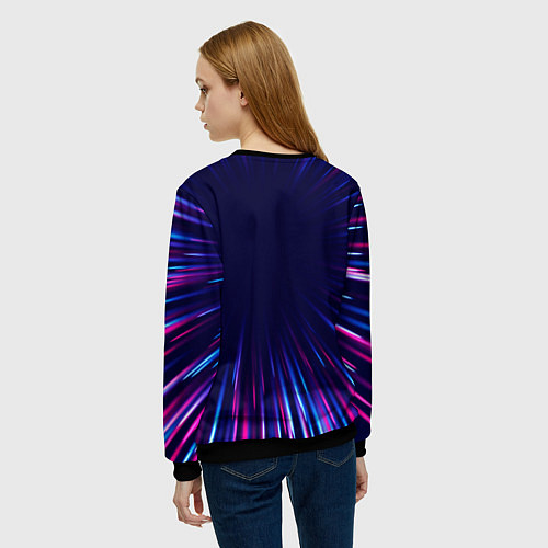 Женский свитшот Mitsubishi neon speed lines / 3D-Черный – фото 4