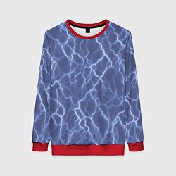 Свитшот женский Электрический разряд на голубом фоне, цвет: 3D-красный