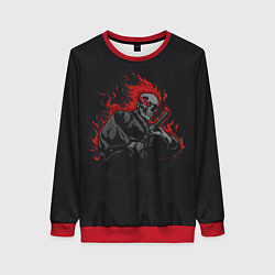 Свитшот женский Огненный скелет самурай, цвет: 3D-красный