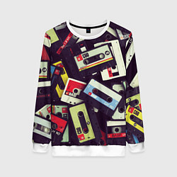 Свитшот женский Кассета 90-е, цвет: 3D-белый