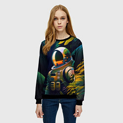 Свитшот женский Космонавт в зарослях, цвет: 3D-черный — фото 2