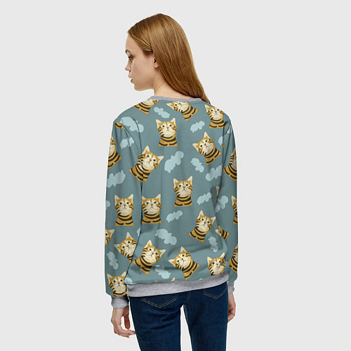 Женский свитшот Кот в облоках / 3D-Меланж – фото 4