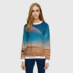 Свитшот женский Пустыня и очертания планеты, цвет: 3D-белый — фото 2