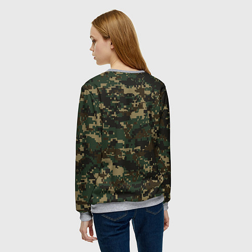 Женский свитшот Зелено - коричневый камуфляж / 3D-Меланж – фото 4