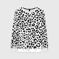 Свитшот женский Черные леопардовые пятна, цвет: 3D-белый