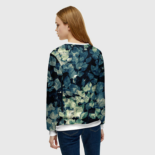 Женский свитшот Темные листья / 3D-Белый – фото 4