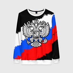 Свитшот женский Триколор - герб РФ, цвет: 3D-белый