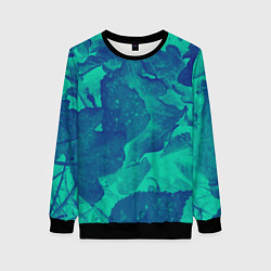 Женский свитшот Листья сине-зелёный