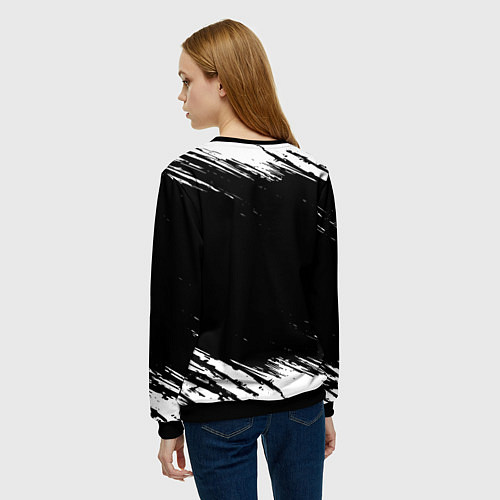 Женский свитшот Фехтовальщик из России и герб РФ / 3D-Черный – фото 4