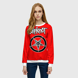 Свитшот женский Slipknot - пентаграмма, цвет: 3D-белый — фото 2