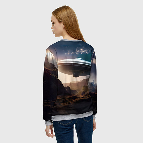 Женский свитшот НЛО над горами / 3D-Меланж – фото 4