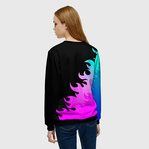 Женский свитшот Pink Floyd неоновый огонь / 3D-Черный – фото 4