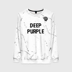 Свитшот женский Deep Purple glitch на светлом фоне: символ сверху, цвет: 3D-белый