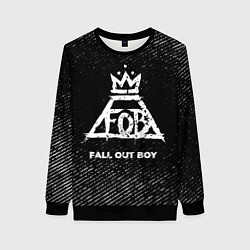 Свитшот женский Fall Out Boy с потертостями на темном фоне, цвет: 3D-черный