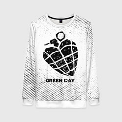 Свитшот женский Green Day с потертостями на светлом фоне, цвет: 3D-белый