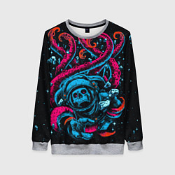 Свитшот женский Космический монстр, цвет: 3D-меланж