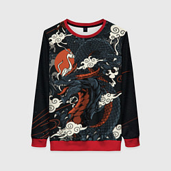 Свитшот женский Дракон в японском стиле, цвет: 3D-красный
