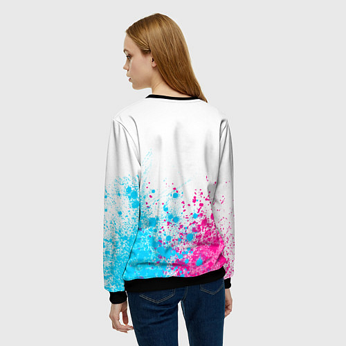 Женский свитшот Paramore neon gradient style: символ сверху / 3D-Черный – фото 4