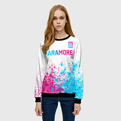 Свитшот женский Paramore neon gradient style: символ сверху, цвет: 3D-черный — фото 2