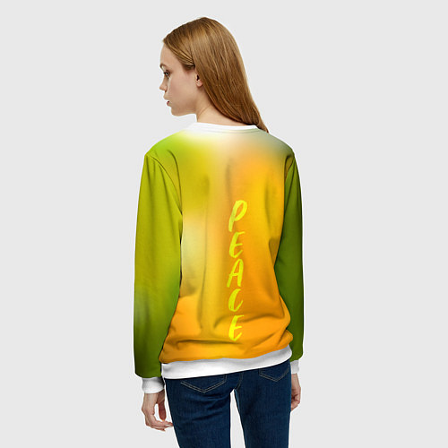Женский свитшот Peace - хиппи квокка короткохвостый кенгуру / 3D-Белый – фото 4