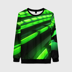 Свитшот женский Green neon abstract, цвет: 3D-черный