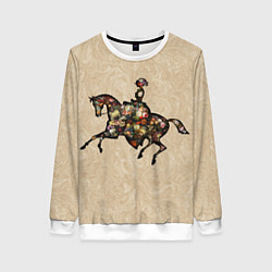 Женский свитшот Ретро девушка на лошади и винтажные цветы