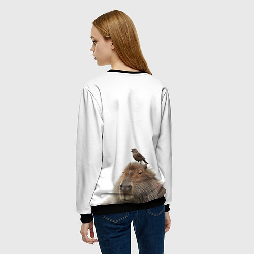 Женский свитшот Капибара пофигист / 3D-Черный – фото 4