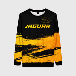 Свитшот женский Jaguar - gold gradient: символ сверху, цвет: 3D-черный