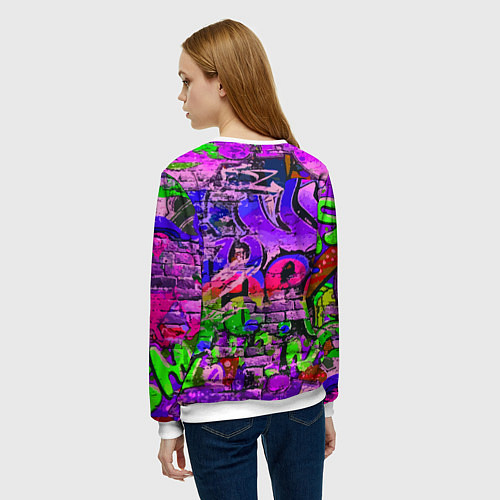 Женский свитшот Humble minds - skull - graffiti / 3D-Белый – фото 4