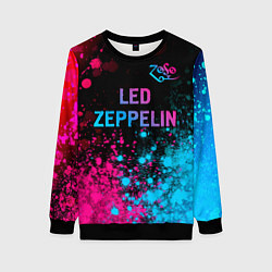 Свитшот женский Led Zeppelin - neon gradient: символ сверху, цвет: 3D-черный