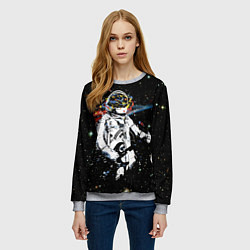 Свитшот женский Космонавт играет рок на гитаре, цвет: 3D-меланж — фото 2