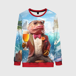 Свитшот женский Мистер карп с пивом, цвет: 3D-красный