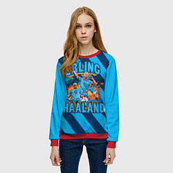 Свитшот женский Эрлинг Холанд ФК Манчестер Сити 9, цвет: 3D-красный — фото 2