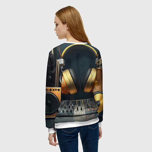 Женский свитшот Золотые наушники / 3D-Белый – фото 4