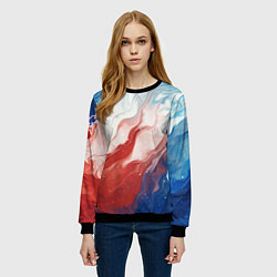 Свитшот женский Белый синий красный, цвет: 3D-черный — фото 2