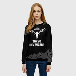 Свитшот женский Tokyo Revengers glitch на темном фоне, цвет: 3D-черный — фото 2