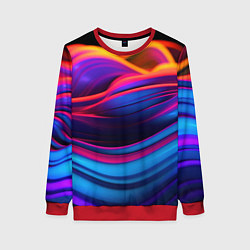 Свитшот женский Яркие неоновые волны, цвет: 3D-красный