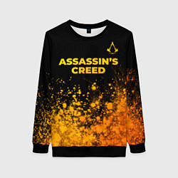 Свитшот женский Assassins Creed - gold gradient: символ сверху, цвет: 3D-черный