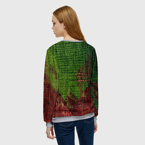 Женский свитшот Зелёная и бордовая текстура / 3D-Меланж – фото 4
