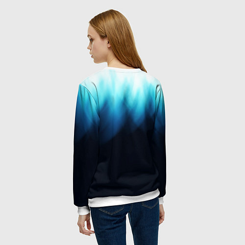 Женский свитшот Синее пламя огня на черном / 3D-Белый – фото 4