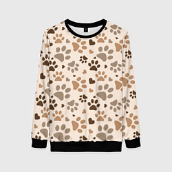 Свитшот женский Следы питомцев, цвет: 3D-черный