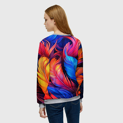 Женский свитшот Экзотические перья / 3D-Меланж – фото 4