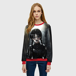 Свитшот женский Аниме готическая девушка в темной комнате, цвет: 3D-красный — фото 2