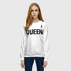 Свитшот женский Queen glitch на светлом фоне: символ сверху, цвет: 3D-белый — фото 2