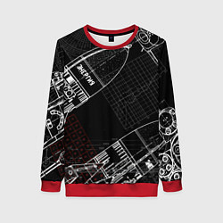 Свитшот женский Чертеж ракеты, цвет: 3D-красный