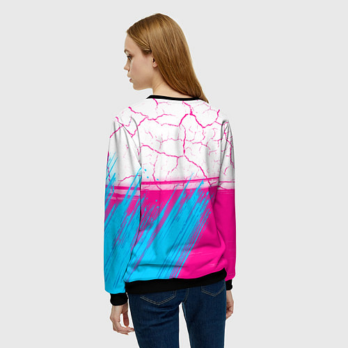 Женский свитшот Garbage neon gradient style: символ сверху / 3D-Черный – фото 4