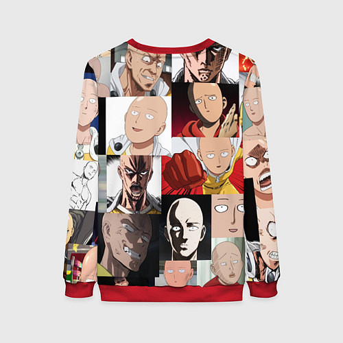 Женский свитшот Saitama - many faces / 3D-Красный – фото 2