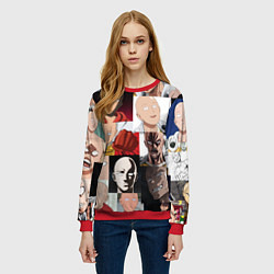 Свитшот женский Saitama - many faces, цвет: 3D-красный — фото 2